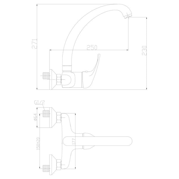 RIALTO Monomando de Cocina s/repisa Blanco|Cromo MARTI 1921