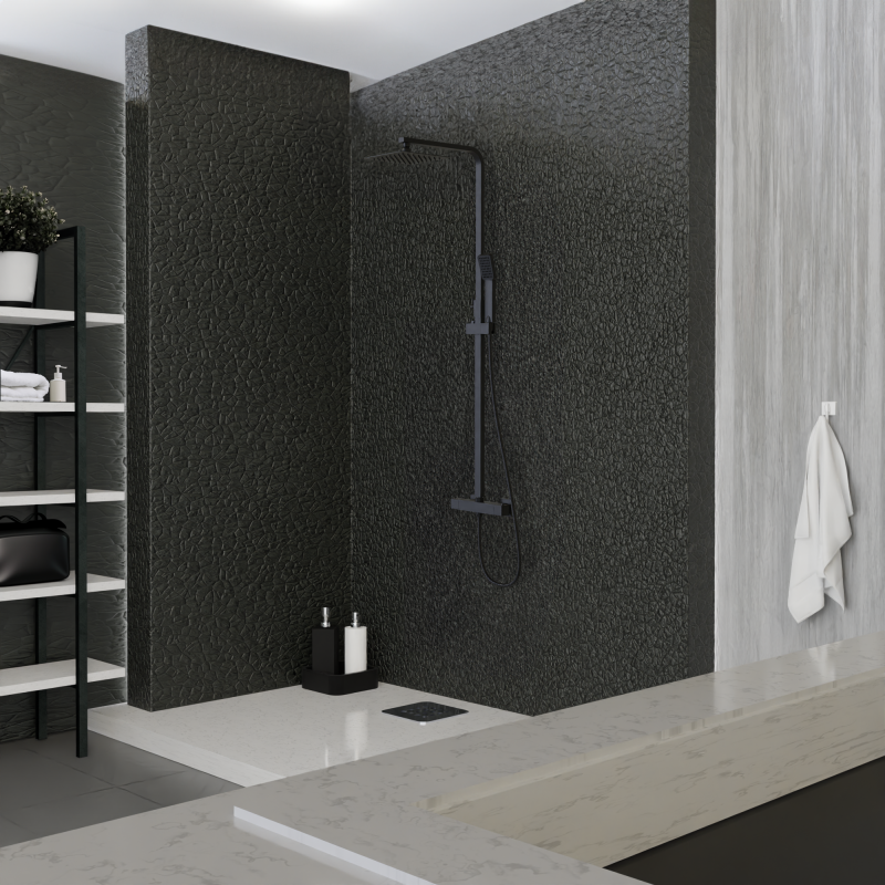 CUBIC TERMOSTÁTICO Monomando de Ducha con Columna Negro MARTI 1921