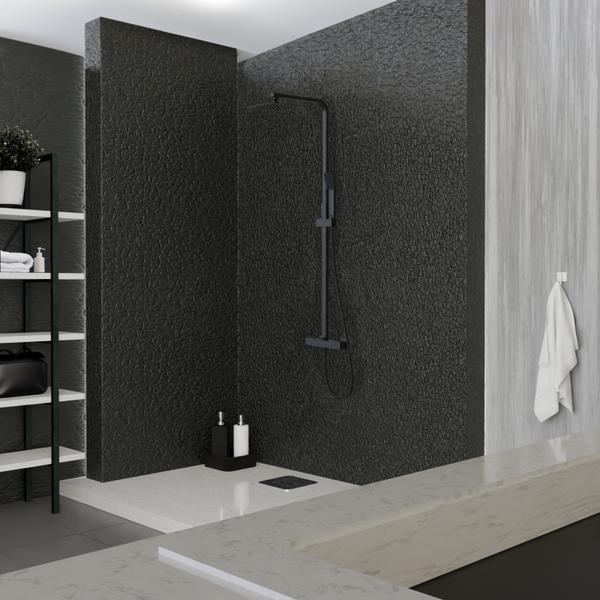 CUBIC TERMOSTÁTICO Monomando de Ducha con Columna Negro MARTI 1921