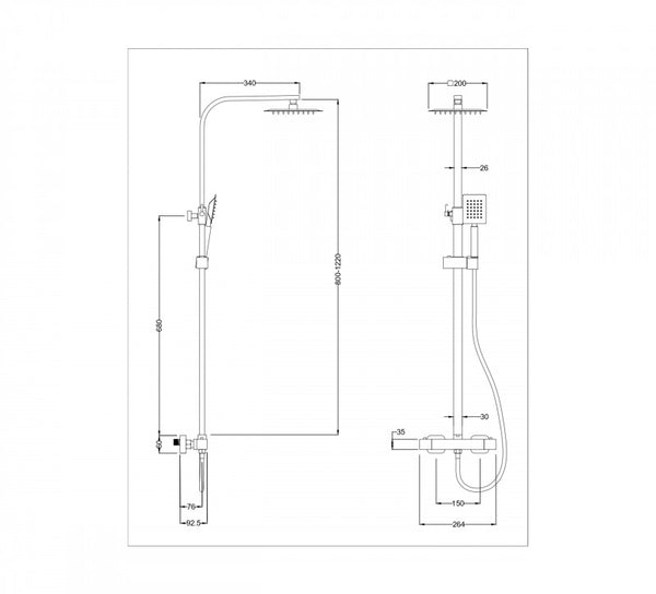 CUBIC TERMOSTÁTICO Monomando de Ducha con Columna Negro MARTI 1921