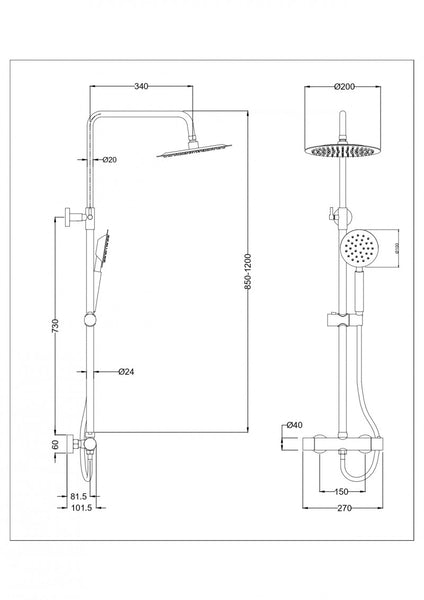 RTT TERMOSTÁTICO 100% LATÓN Monomando de Ducha con Columna AmarilloColza RAL1021 MARTI 1921