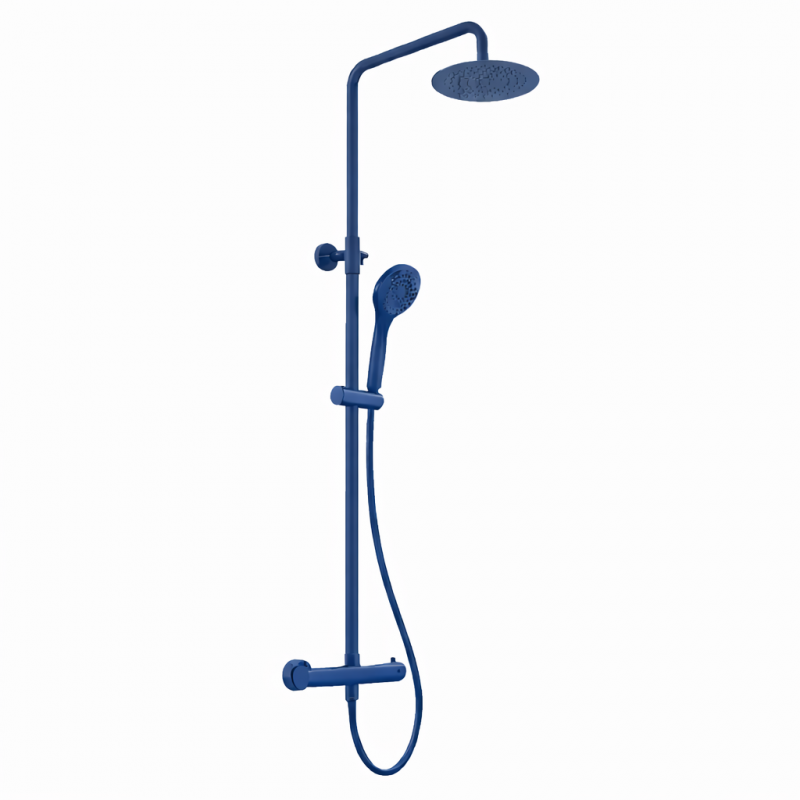 RTT TERMOSTÁTICO 100% LATÓN Monomando de Ducha con Columna AzulAcero RAL5011 MARTI 1921