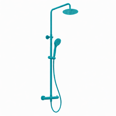 RTT TERMOSTÁTICO 100% LATÓN Monomando de Ducha con Columna AzulTurquesa RAL5018 MARTI 1921