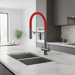 IRIS Monomando de Cocina Dirigible Flexyform OSMOSIS GunMetal|Rojo MARTI 1921