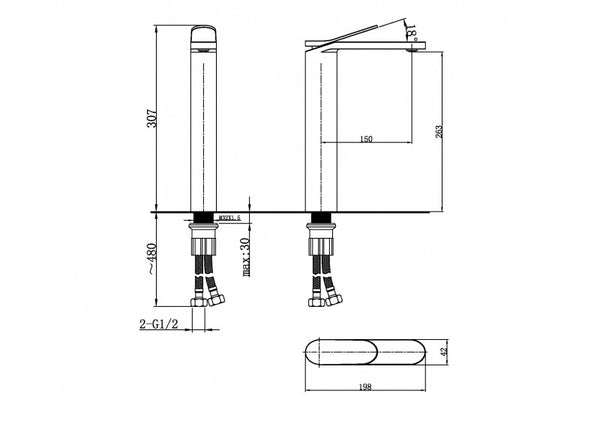 PRO Monomando de Lavabo Alto s/repisa Blanco MARTI 1921