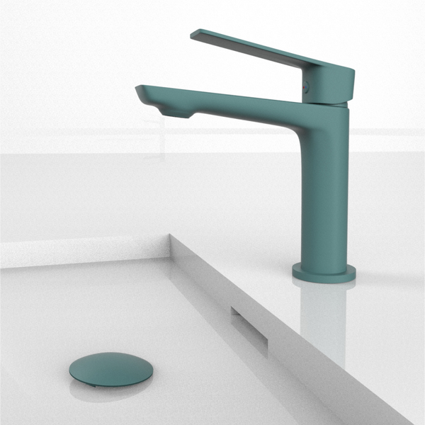 VELVET Monomando de Lavabo s/repisa TurquesaPastel RAL 6034 MARTI 1921
