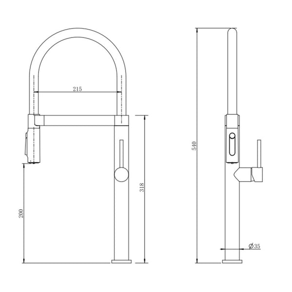 MRT 4 Monomando de Cocina Dirigible Flexyform OSMOSIS GunMetalPVD MARTI 1921