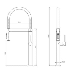 MRT 4 Monomando de Cocina Dirigible Flexyform OSMOSIS GunMetalPVD MARTI 1921