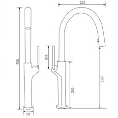 VIENA Monomando de Cocina Extraible GunMetalPVD MARTI 1921